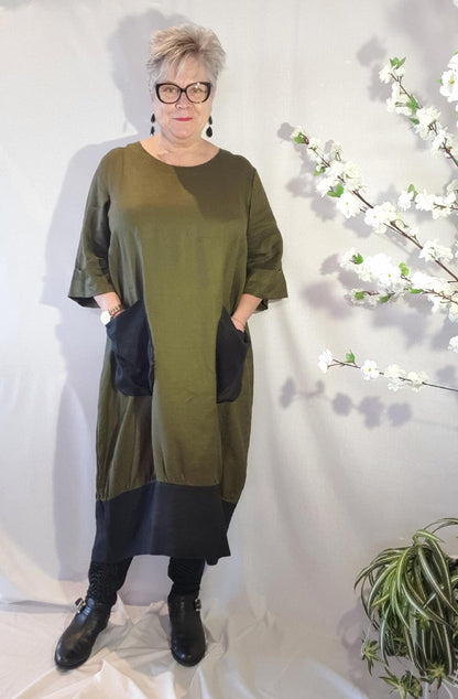 Daisy Linen Dress Round Neck 40 % off Discontinued pieces