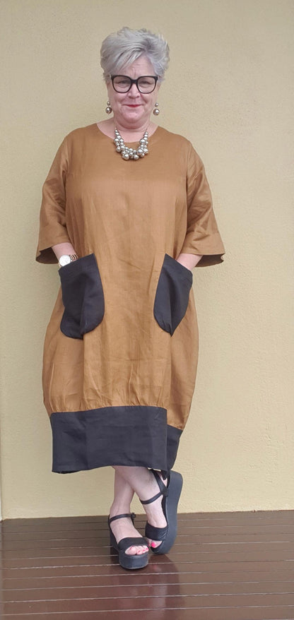 Daisy Linen Dress Round Neck